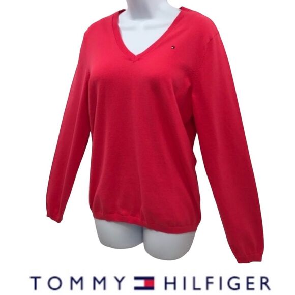 Tommy Hilfiger Classic Pima Cotton Blend V-Neck Sweater Sz. L - Picture 1 of 11